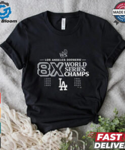 Los Angeles Dodgers 8 Time World Series Champions Logo T Shirt