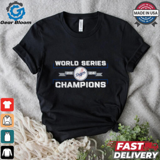 Los Angeles Dodgers Fanatics Black 2024 World Series Champions Logo T Shirt