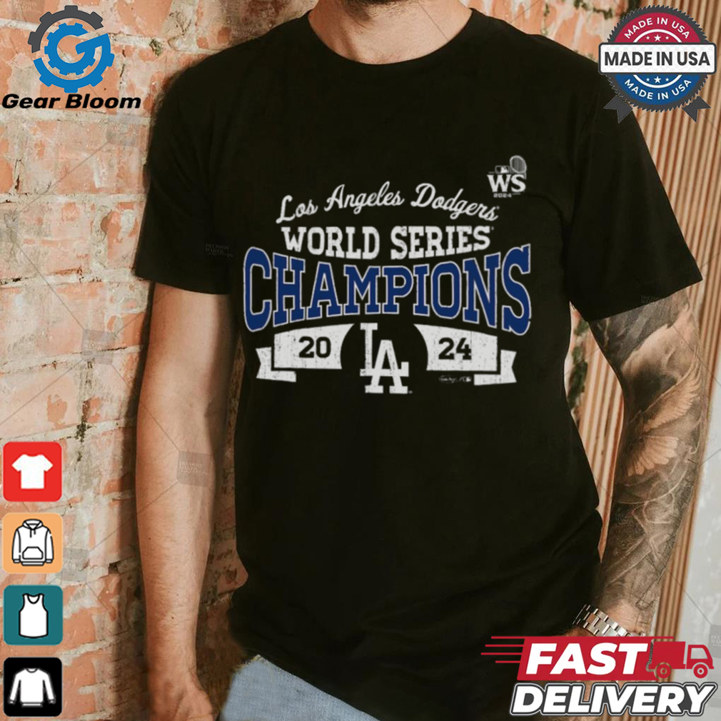 Los Angeles Dodgers Majestic Threads Women's 2024 World Series Champions T Shirt Los Angeles Dodgers Majestic Threads Women's 2024 World Series Champions T Shirt