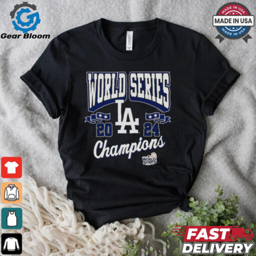 Los Angeles Dodgers Mitchell & Ness Black 2024 World Series Champions Arch Logo T Shirt