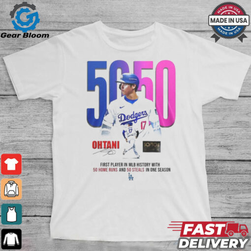 Los Angeles Dodgers Shohei Ohtani 50 50 Home Runs And Steals In One Season Signature Shirt