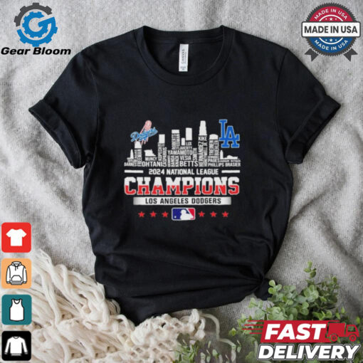 Los Angeles Dodgers Skyline 2024 Celebrating National League Champions T Shirt