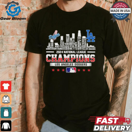 Los Angeles Dodgers Skyline 2024 Celebrating National League Champions T Shirt