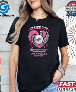 Los Angeles Dodgers Strike Out Breast Cancer Heart Diamond 2024 Shirt