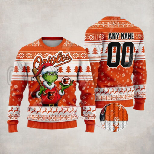 MLB Baltimore Orioles Grinch Christmas Sweater Design