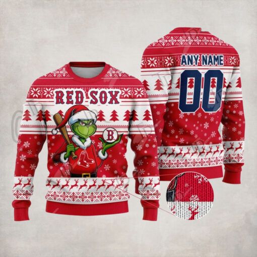 MLB Boston Red Sox Grinch Christmas Sweater Design