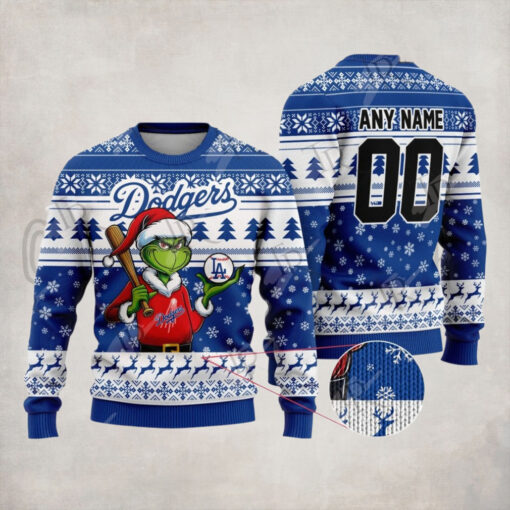 MLB Los Angeles Dodgers Grinch Christmas Sweater Design