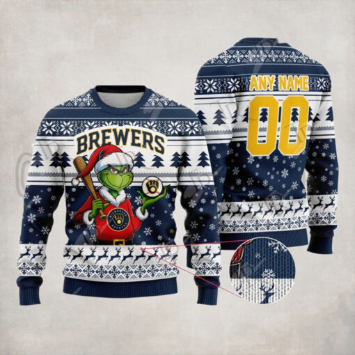 MLB Milwaukee Brewers Grinch Christmas Sweater Design