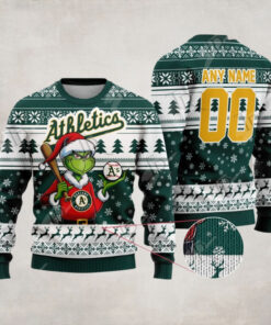 MLB Oakland Athletics Grinch Christmas Sweater Design