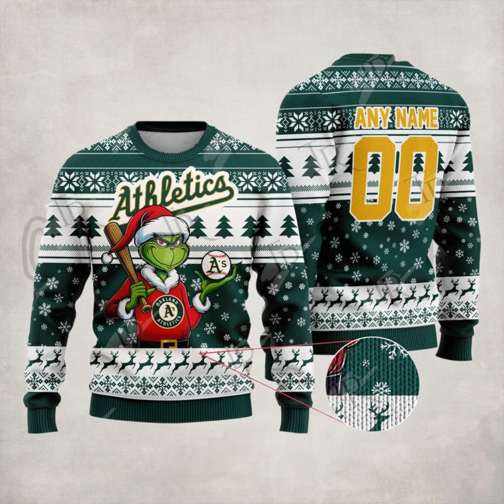 MLB Oakland Athletics Grinch Christmas Sweater Design MLB Oakland Athletics Grinch Christmas Sweater Design