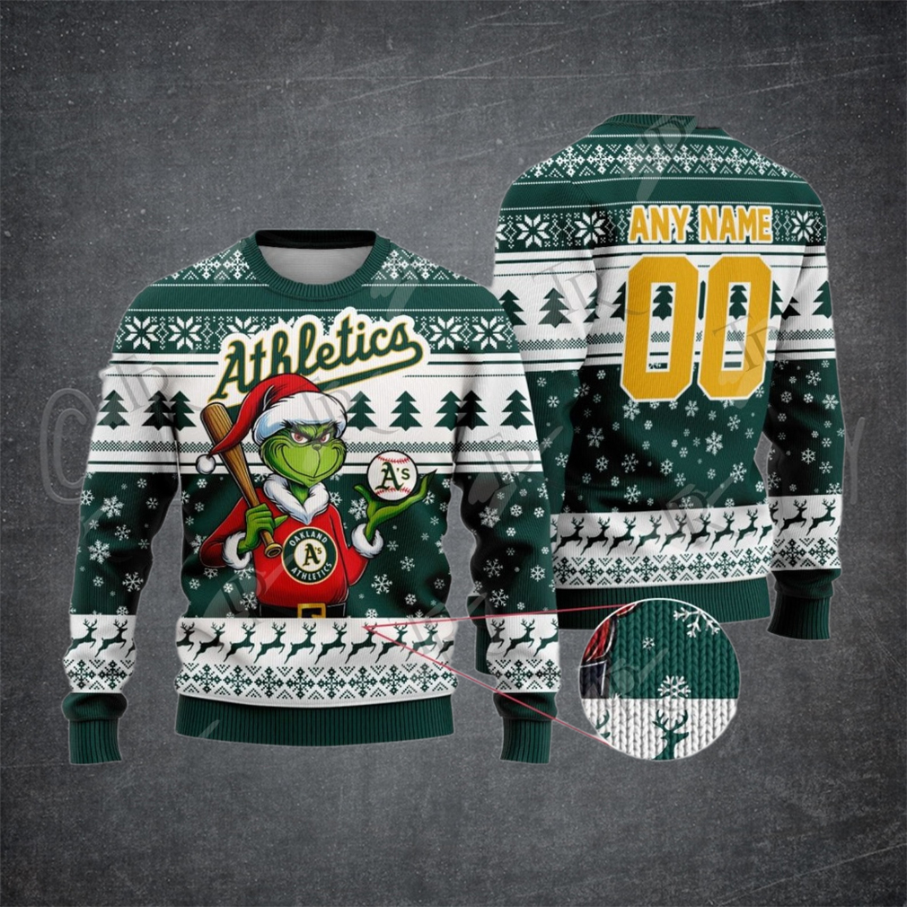 MLB Oakland Athletics Grinch Christmas Sweater Design MLB Oakland Athletics Grinch Christmas Sweater Design