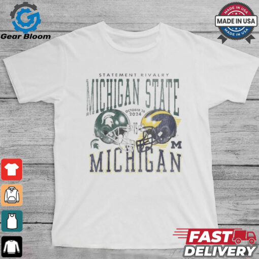 Michigan State Spartans vs. Michigan Wolverines Helmet October 26 2024 Statement Rivalry Matchup T Shirts