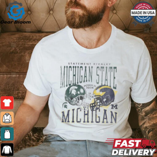 Michigan State Spartans vs. Michigan Wolverines Helmet October 26 2024 Statement Rivalry Matchup T Shirts