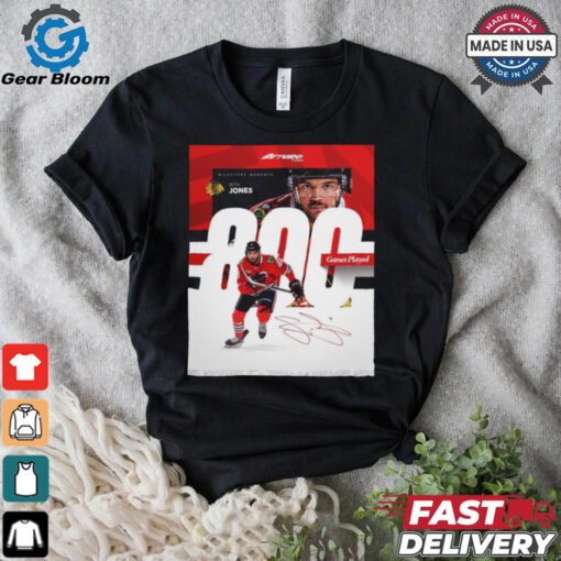 Milestone Moments Seth Jones Chicago Blackhawks 800 Game Played Signature Poster t shirt