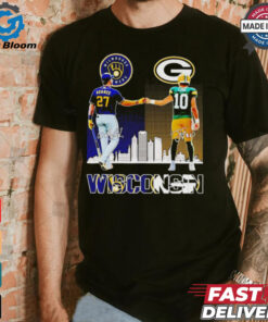 Milwaukee Brewers Adames and Green Bay Packers Love Wisconsin city skyline shirt