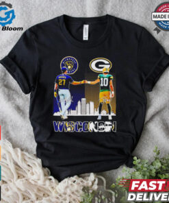 Milwaukee Brewers Adames and Green Bay Packers Love Wisconsin city skyline shirt