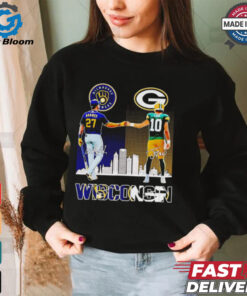 Milwaukee Brewers Adames and Green Bay Packers Love Wisconsin city skyline shirt