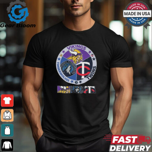 Minnesota Vikings Twins And Timberwolves City Champions Logo 2024 Shirt