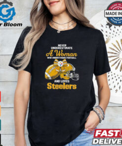 Never Underestimate A Woman Who Understands Football And Loves Steelers Logo Shirt