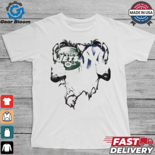 New York Jets And Yankees Sport Team love heart shirt