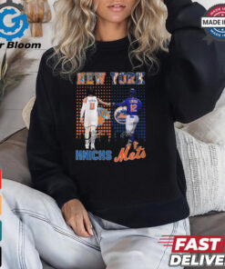 New York Knicks Jalen Brunson x New York Mets Francisco Lindor city skyline signatures shirt