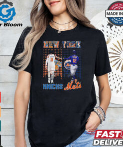 New York Knicks Jalen Brunson x New York Mets Francisco Lindor city skyline signatures shirt