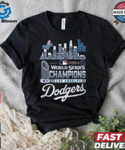 Official 2024 World Series Champions One Win Away MLB Los Angeles Dodgers Skyline Shirt