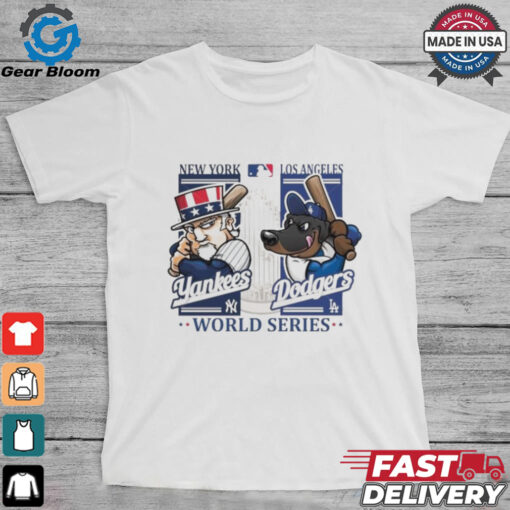 Official 2024 World Series New York Yankees Dandy vs Mascot Los Angeles Dodgers Matchup Shirt