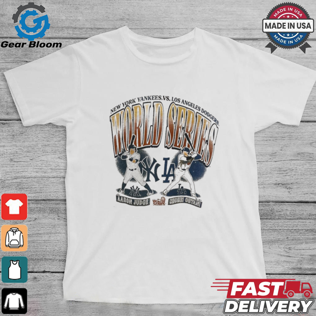 Official Aaron Judge New York Yankees Vs. Shohei Ohtani Los Angeles Dodgers MLB Player Dueling 2024 World Series t shirt Official Aaron Judge New York Yankees Vs. Shohei Ohtani Los Angeles Dodgers MLB Player Dueling 2024 World Series t shirt