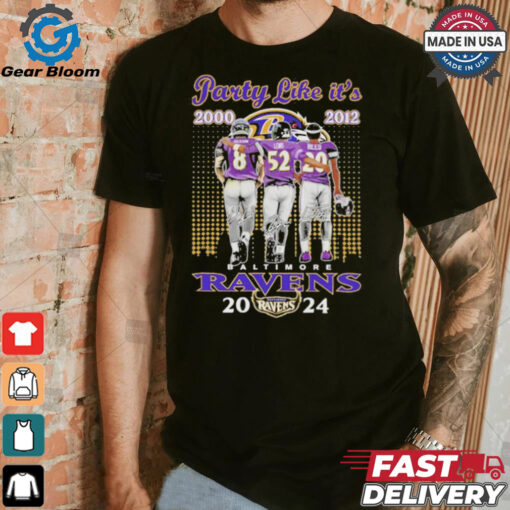 Official Baltimore Ravens Party Like It’s 2000 2012 2024 Jackson Lewis and Reed Signatures Shirt