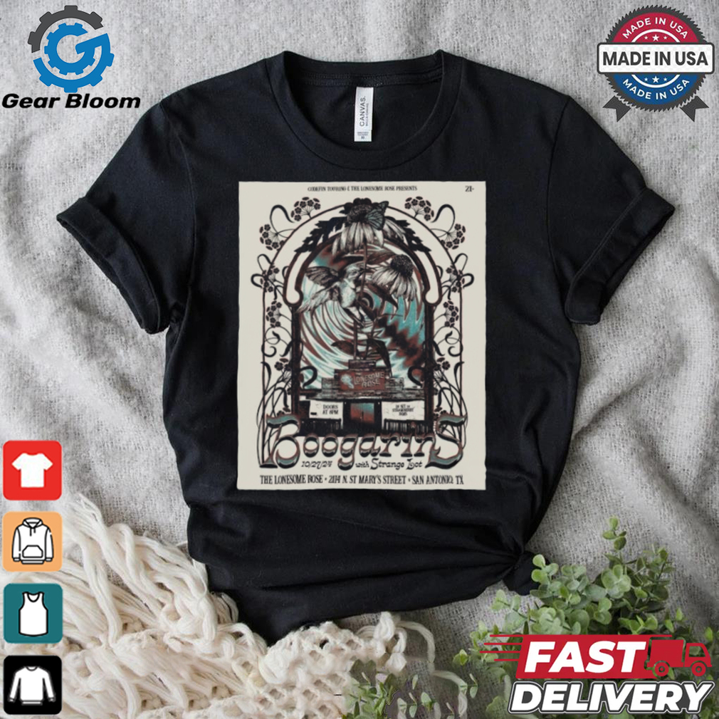 Official Boogarins San Antonio, TX The Lonesome Rose October 27 2024 Poster Shirt Official Boogarins San Antonio, TX The Lonesome Rose October 27 2024 Poster Shirt