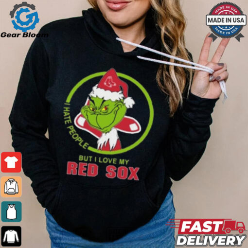 Official Boston Red Sox MLB Christmas Grinch I Hate People But I Love My Favorite 2024 Shirt