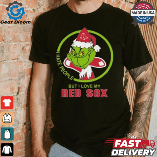 Official Boston Red Sox MLB Christmas Grinch I Hate People But I Love My Favorite 2024 Shirt