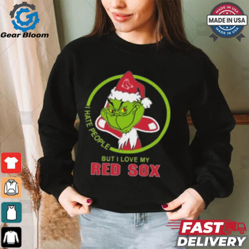 Official Boston Red Sox MLB Christmas Grinch I Hate People But I Love My Favorite 2024 Shirt