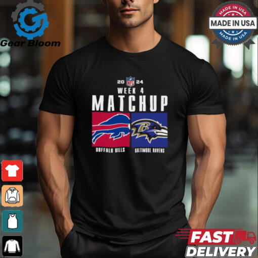 Official Buffalo Bills vs Baltimore Ravens 2024 NFL Week 4 Matchup T Shirt