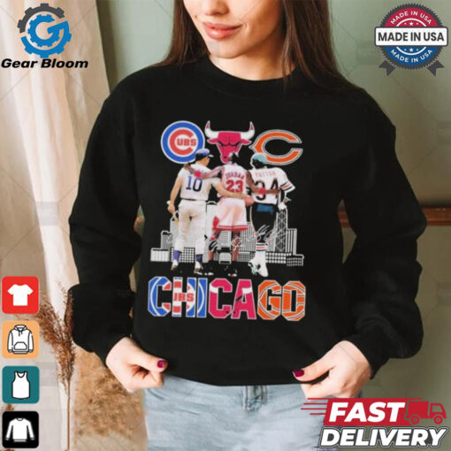 Official Chicago Cubs Ron Santo Chicago Bulls Michael Jordan Chicago Bears Walter Payton T Shirt