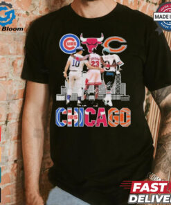 Official Chicago Cubs Ron Santo Chicago Bulls Michael Jordan Chicago Bears Walter Payton T Shirt