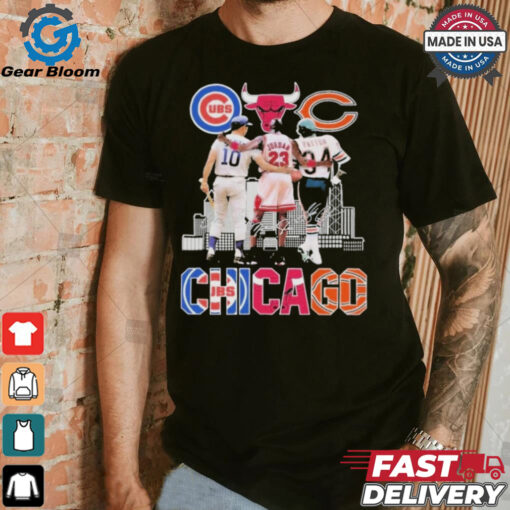 Official Chicago Cubs Ron Santo Chicago Bulls Michael Jordan Chicago Bears Walter Payton T Shirt