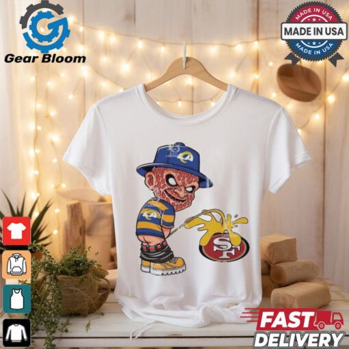 Official Freddy Krueger Los Angeles Rams Piss On San Francisco 49ers Halloween 2024 NFL Shirt