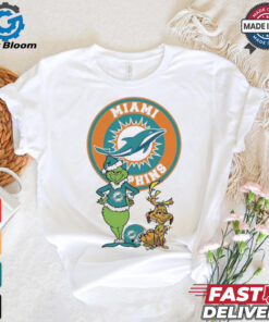 Official Grinch And Max Miami Dolphins Merry Christmas 2024 Shirt