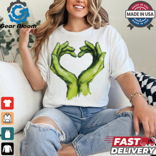 Official Grinch Green Hands Heart Art T Shirt