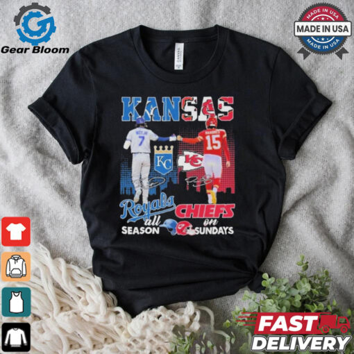 Official Kansas City Royals On Days All Season Kansas City Chiefs On Sundays T Shirt