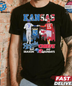 Official Kansas City Royals On Days All Season Kansas City Chiefs On Sundays T Shirt