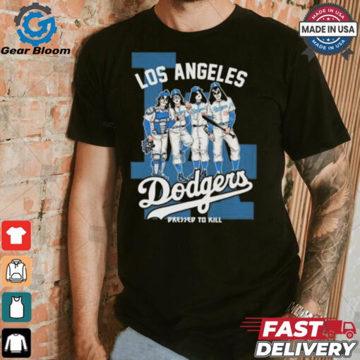 Official Kiss Band X Los Angeles Dodgers Dressed To Kill Shirt