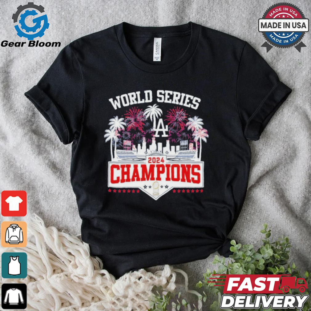 Official Los Angeles Dodgers 2024 Champions World Series Celebration With Fan T Shirt Official Los Angeles Dodgers 2024 Champions World Series Celebration With Fan T Shirt