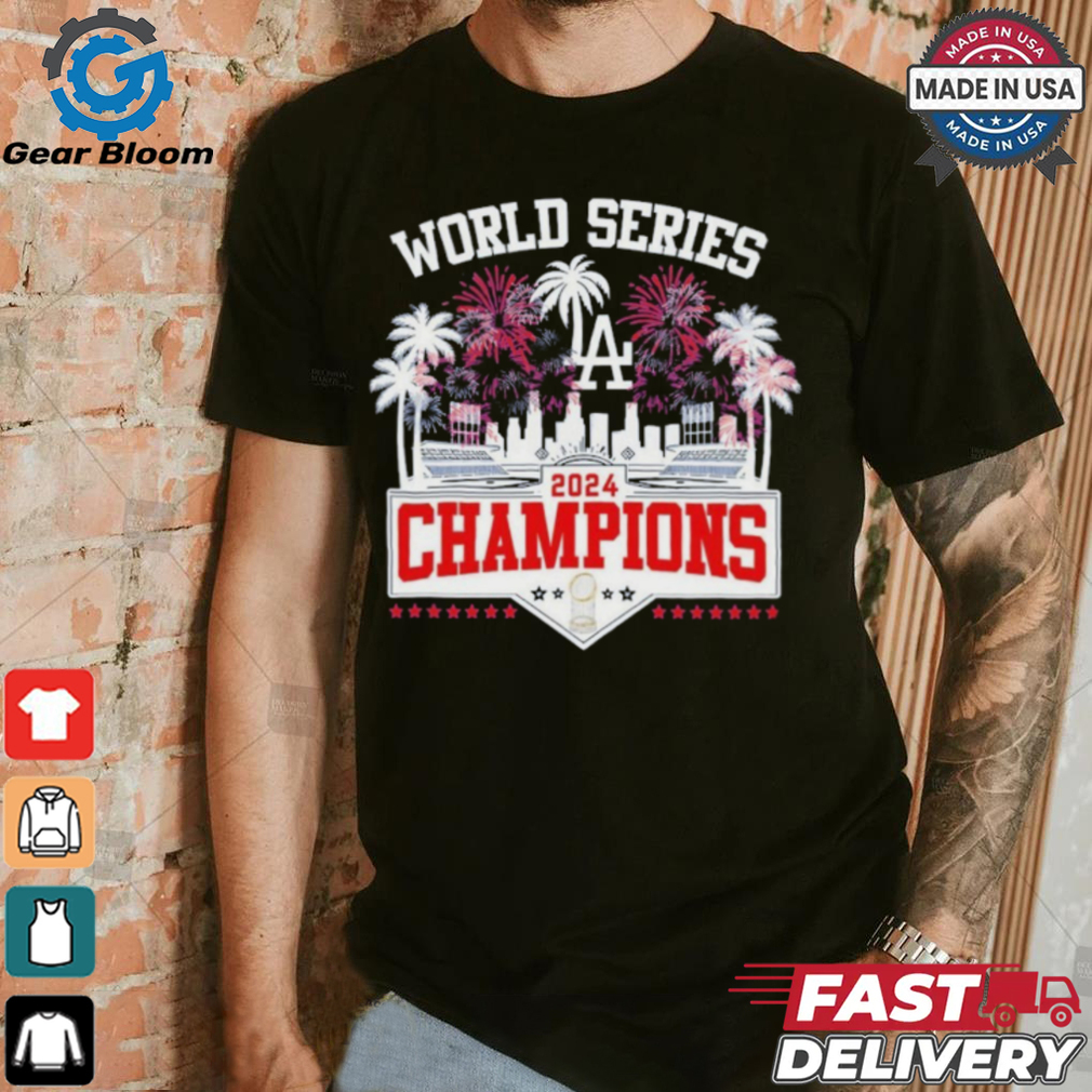 Official Los Angeles Dodgers 2024 Champions World Series Celebration With Fan T Shirt Official Los Angeles Dodgers 2024 Champions World Series Celebration With Fan T Shirt