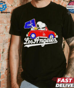 Official Los Angeles Dodgers Peanuts Drive a Car T shirt