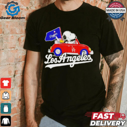 Official Los Angeles Dodgers Peanuts Drive a Car T shirt