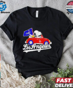 Official Los Angeles Dodgers Peanuts Drive a Car T shirt