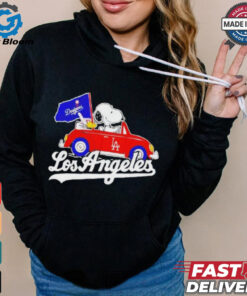 Official Los Angeles Dodgers Peanuts Drive a Car T shirt